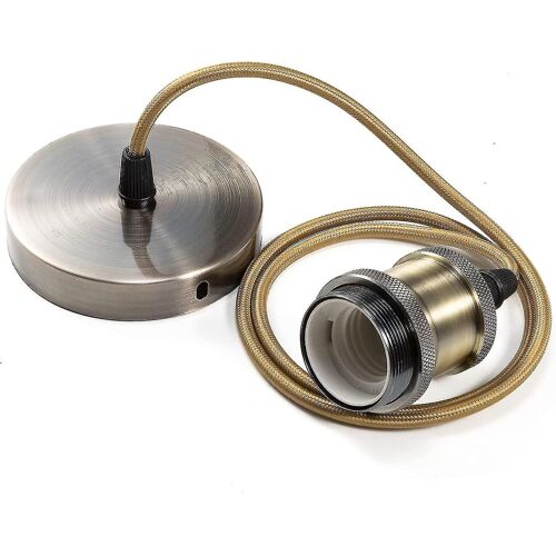 Suspension Luminaire Métal Lampe Suspendue E27 Lampe Sockets avec Câble, Réglable Bronze Tressé Plafond Suspension, Pour Éclairage de Plafond (marron)