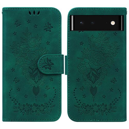 Saturcase Coque Pour Google Pixel 6, Une Rose Pu Cuir Magnétique Flip Portefeuille Support Porte-Carte Dragonne Protecteur Housse Étui Pour Google Pixel 6 (Vert)