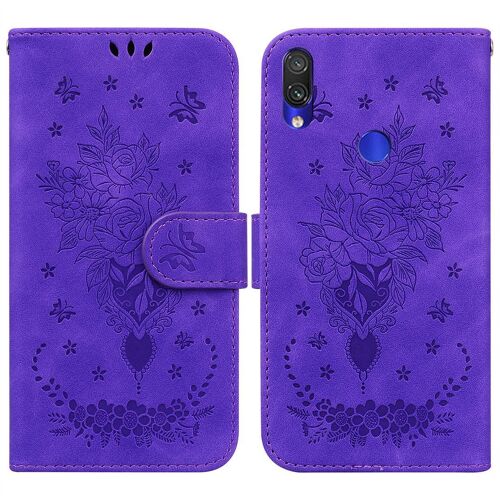 Saturcase Coque Pour Xiaomi Redmi Note 7, Une Rose Pu Cuir Magnétique Flip Portefeuille Support Porte-Carte Dragonne Protecteur Housse Étui Pour Xiaomi Redmi Note 7 (Violet)