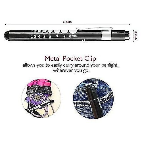 Mini Stylo Lampe de poche LED réutilisable pour la maison, l'extérieur, le médecin, l'infirmière, l'emt (noir, 1 pack)
