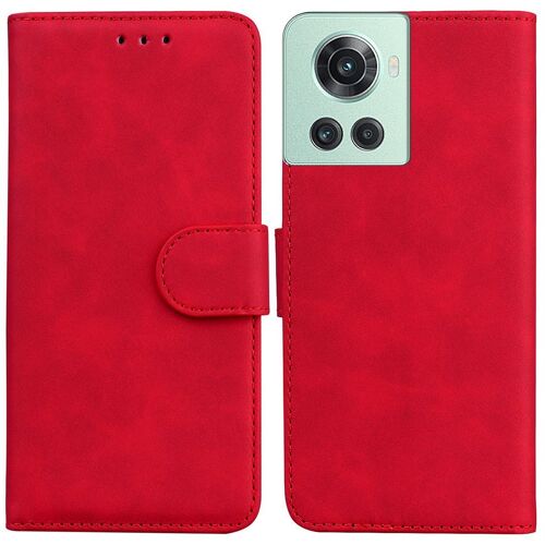 Saturcase Coque Pour Oneplus 10r / Oneplus Ace, Toucher Confortable Pu Cuir Magnétique Flip Portefeuille Support Porte-Carte Protecteur Housse Étui Pour Oneplus 10r / Oneplus Ace (Rouge)