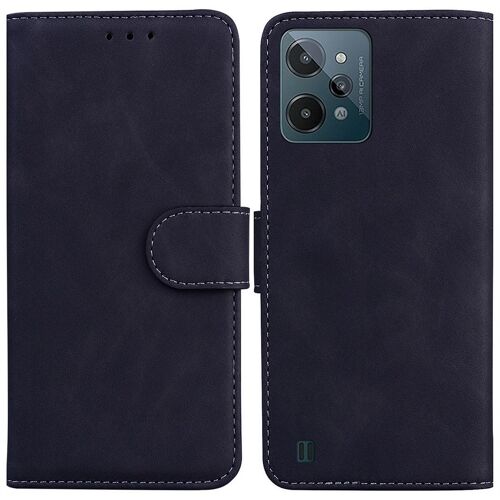 Saturcase Coque Pour Realme C31, Toucher Confortable Pu Cuir Magnétique Flip Portefeuille Support Porte-Carte Protecteur Housse Étui Pour Realme C31 (Noir)
