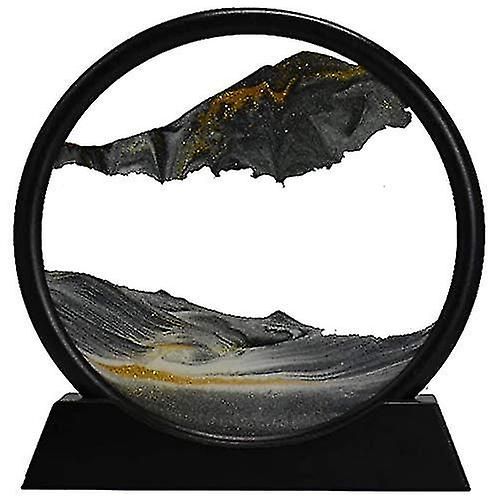 Moving Sand Art Picture Round Glass 3d Deep Sea Sandscape In Motion Display Cadre De Sable Fluide (7 Pouces)