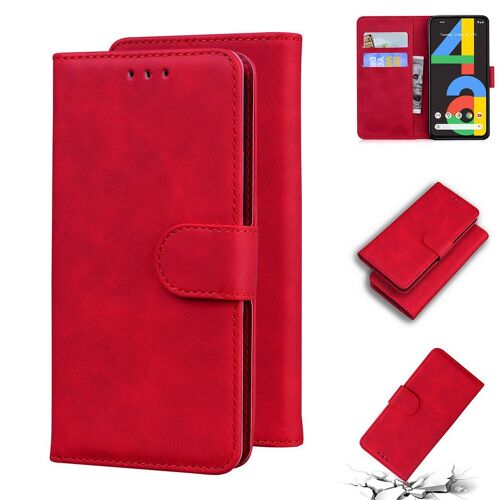Google Pixel 4a 4g Coque, Saturcase Toucher Confortable Pu Cuir Magnétique Flip Portefeuille Support Porte-Carte Protecteur Housse Étui Pour Google Pixel 4a 4g (Rouge)