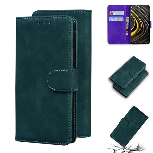 Xiaomi Poco M3 Coque, Saturcase Toucher Confortable Pu Cuir Magnétique Flip Portefeuille Support Porte-Carte Protecteur Housse Étui Pour Xiaomi Poco M3 (Vert)
