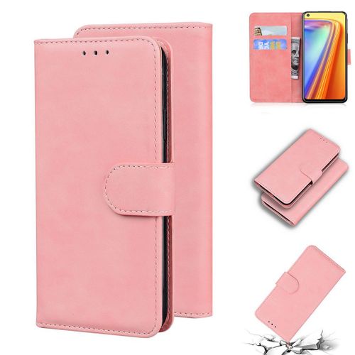 Realme 7 / Narzo 20 Pro Coque, Saturcase Toucher Confortable Pu Cuir Magnétique Flip Portefeuille Support Porte-Carte Protecteur Housse Étui Pour Realme 7 / Narzo 20 Pro (Rose)
