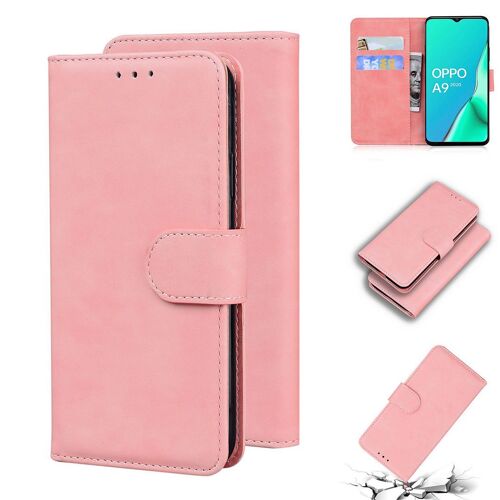 Oppo A5 2020 / A9 2020 Coque, Saturcase Toucher Confortable Pu Cuir Magnétique Flip Portefeuille Support Porte-Carte Protecteur Housse Étui Pour Oppo A5 2020 / A9 2020 (Rose)