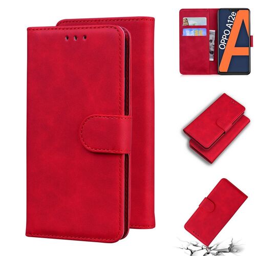 Oppo A3s / Realme C1 Coque, Saturcase Toucher Confortable Pu Cuir Magnétique Flip Portefeuille Support Porte-Carte Protecteur Housse Étui Pour Oppo A3s / Realme C1 (Rouge)