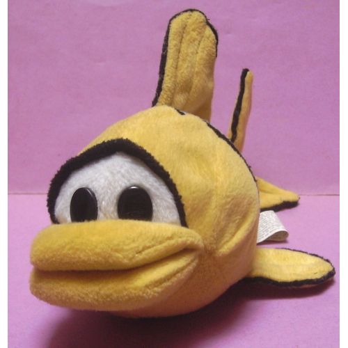 Figurine Peluche Poisson " Clown " Jaune Et Blanc - 22 Cm - Auchan