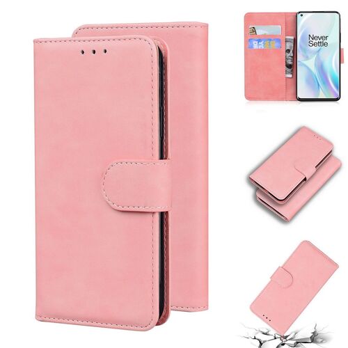 Oneplus 8 Coque, Saturcase Toucher Confortable Pu Cuir Magnétique Flip Portefeuille Support Porte-Carte Protecteur Housse Étui Pour Oneplus 8 (Rose)