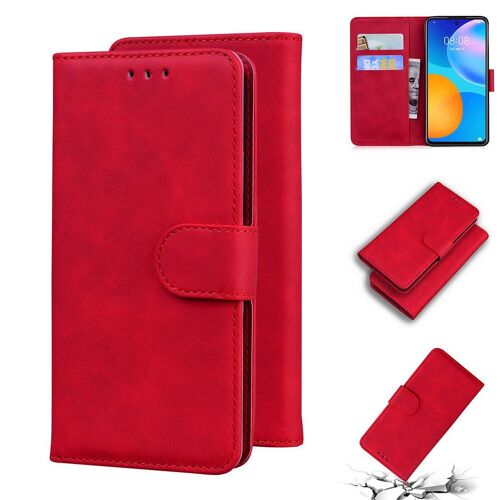 Huawei P Smart 2021 / Y7a Coque, Saturcase Toucher Confortable Pu Cuir Magnétique Flip Portefeuille Support Porte-Carte Protecteur Housse Étui Pour Huawei P Smart 2021 / Y7a (Rouge)
