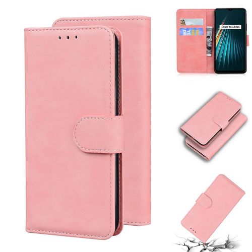 Realme 5 5s 5i 6i Coque, Saturcase Toucher Confortable Pu Cuir Magnétique Flip Portefeuille Support Porte-Carte Protecteur Housse Étui Pour Realme 5 5s 5i 6i (Rose)