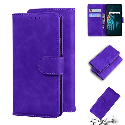 Realme 5 5s 5i 6i Coque, Saturcase Toucher Confortable Pu Cuir Magnétique Flip Portefeuille Support Porte-Carte Protecteur Housse Étui Pour Realme 5 5s 5i 6i (Violet)