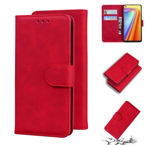 Realme 7 / Narzo 20 Pro Coque, Saturcase Toucher Confortable Pu Cuir Magnétique Flip Portefeuille Support Porte-Carte Protecteur Housse Étui Pour Realme 7 / Narzo 20 Pro (Rouge)