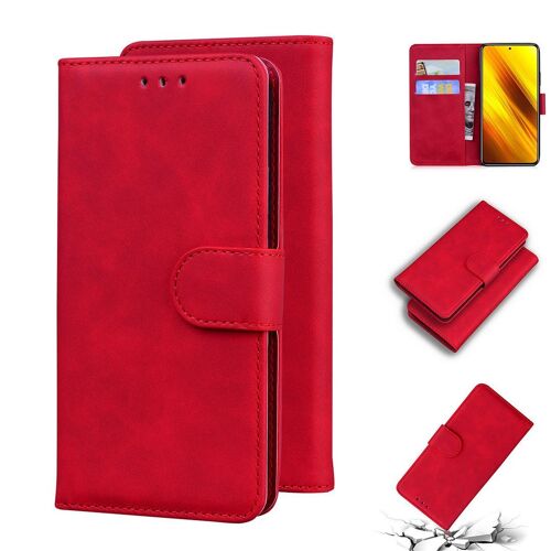 Xiaomi Poco X3 Nfc Coque, Saturcase Toucher Confortable Pu Cuir Magnétique Flip Portefeuille Support Porte-Carte Protecteur Housse Étui Pour Xiaomi Poco X3 Nfc (Rouge)