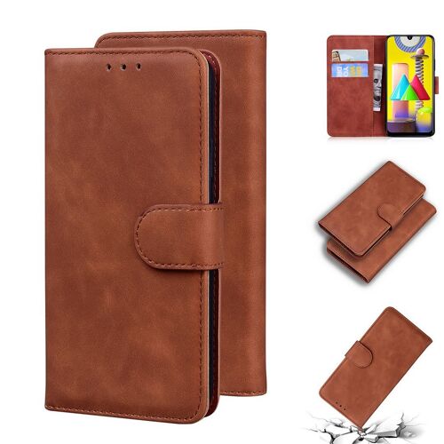 Samsung Galaxy M31 Coque, Saturcase Toucher Confortable Pu Cuir Magnétique Flip Portefeuille Support Porte-Carte Protecteur Housse Étui Pour Samsung Galaxy M31 (Marron)