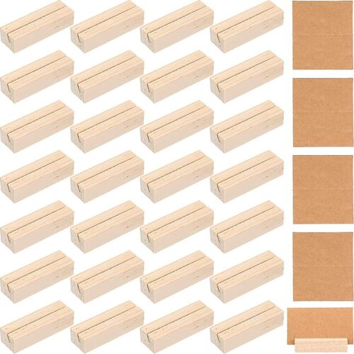 Supports d'enseigne en bois Numéro de table en bois Supports de cartes avec cartes en papier pour mariage Ce 30 pièces