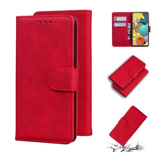Samsung Galaxy A51 5g Coque, Saturcase Toucher Confortable Pu Cuir Magnétique Flip Portefeuille Support Porte-Carte Protecteur Housse Étui Pour Samsung Galaxy A51 5g (Rouge)