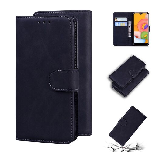 Samsung Galaxy A01 Coque, Saturcase Toucher Confortable Pu Cuir Magnétique Flip Portefeuille Support Porte-Carte Protecteur Housse Étui Pour Samsung Galaxy A01 (Noir)