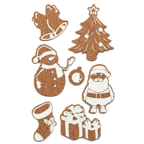 Sticker En Liège Noël Sapin Cloche 7 Pièces
