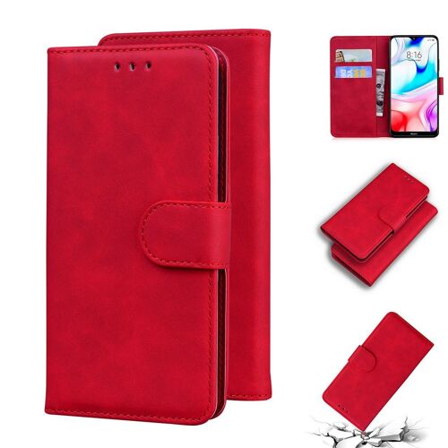 Xiaomi Redmi 8 Coque, Saturcase Toucher Confortable Pu Cuir Magnétique Flip Portefeuille Support Porte-Carte Protecteur Housse Étui Pour Xiaomi Redmi 8 (Rouge)