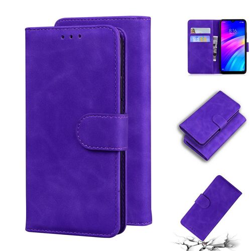 Xiaomi Redmi 7 Coque, Saturcase Toucher Confortable Pu Cuir Magnétique Flip Portefeuille Support Porte-Carte Protecteur Housse Étui Pour Xiaomi Redmi 7 (Violet)