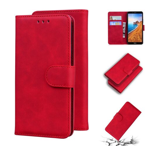Xiaomi Redmi 7a Coque, Saturcase Toucher Confortable Pu Cuir Magnétique Flip Portefeuille Support Porte-Carte Protecteur Housse Étui Pour Xiaomi Redmi 7a (Rouge)
