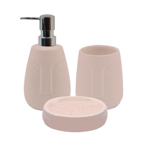 Set de salle de bain 3 pièces en céramique rose