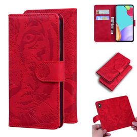 Samsung Galaxy A52 5g/4g Coque, Saturcase Embossage De Tigre Pu Cuir Magnétique Flip Portefeuille Support Porte-Carte Protecteur Housse Étui Pour Samsung Galaxy A52 5g/4g (Rouge)