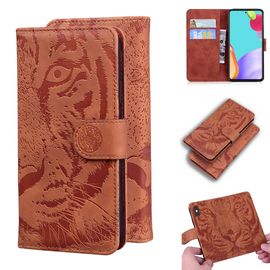 Samsung Galaxy A52 5g/4g Coque, Saturcase Embossage De Tigre Pu Cuir Magnétique Flip Portefeuille Support Porte-Carte Protecteur Housse Étui Pour Samsung Galaxy A52 5g/4g (Marron)