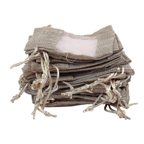 30pcs Lin Organza Sacs En Toile De Jute Cordon De Serrage Pochette Cadeaux De Noël Sac Sacs De Fête De Mariage Pour Café B