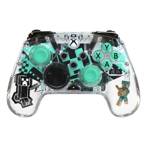 PDP Minecraft Steve Diamond Print Multicolore, Transparent USB Manette de jeu PC, Xbox