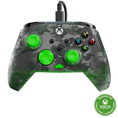 Turtle Beach Rematch Core Camo noir/vert - Manette de jeu filaire - Licence Xbox Series XS, Xbox One et PC - touches audio, moteurs de vibration et gâchettes d'impulsion, câble de 3 m