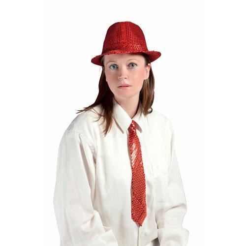 Chapeau Tissu Sequins Borsalino Rouge