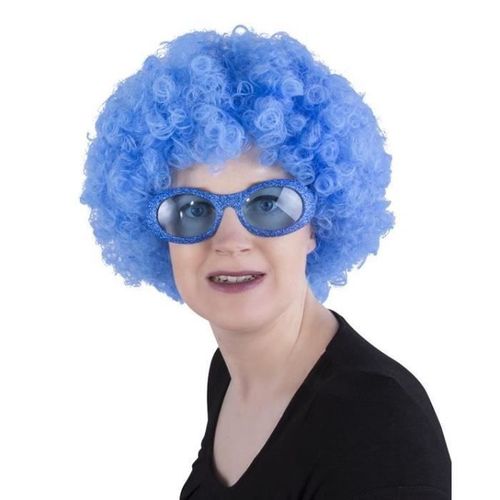 Perruque - Afro Années 70 - Bleu - Adulte - Mixte