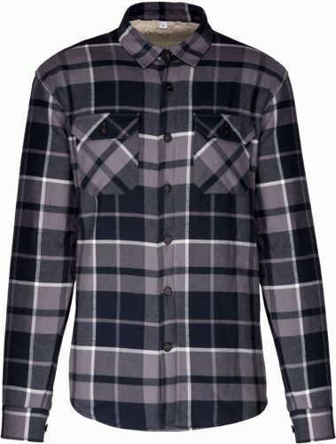 Surchemise À Carreaux Doublée Sherpa - K579 - Gris - Homme