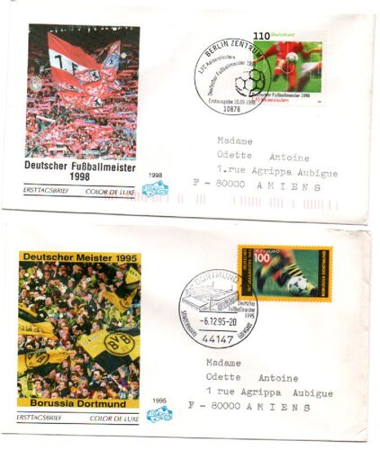 Lot 2 Enveloppes Premier Jour Football