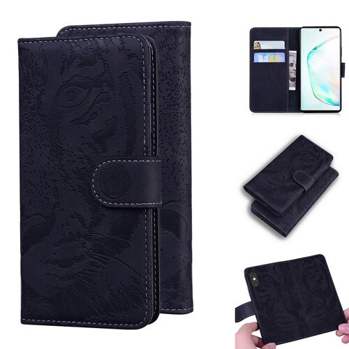 Samsung Galaxy Note 10 Plus Coque, Saturcase Embossage De Tigre Pu Cuir Magnétique Flip Portefeuille Support Porte-Carte Protecteur Housse Étui Pour Samsung Galaxy Note 10 Plus (Noir)