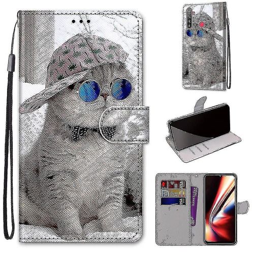 Étui Pour Realme 5 / 5i / 6i Creative Pattern Tui Magnetic Card Holder Wallet - Lion