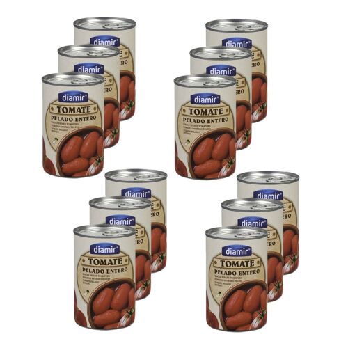 Lot 12x Tomate Entière Pelée - Boîte 380g