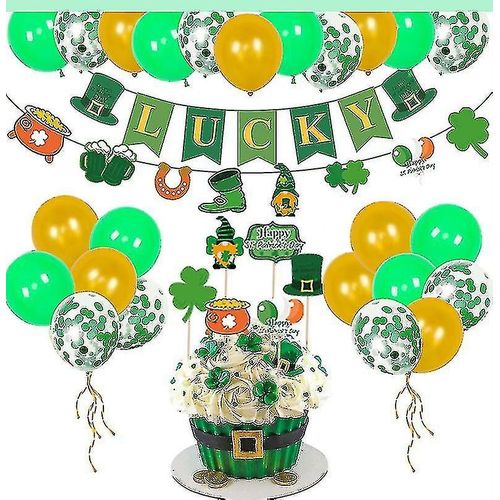 St. Patrick#39;s Day Décorations Balloon Party Décoration et arrangement Fournitures Festival irlandais Clover Bannière Ballon Set A