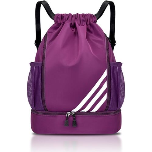 Acdsgd-Sacs À Cordon De Serrage, Sac À Dos De Sport Imperméable, Sac De Natation Pour Enfants Et Adultes, Grand Sac De Sport Avec Cordon De Serrage Avec Compartiment À Chaussures Et Poches En Maille