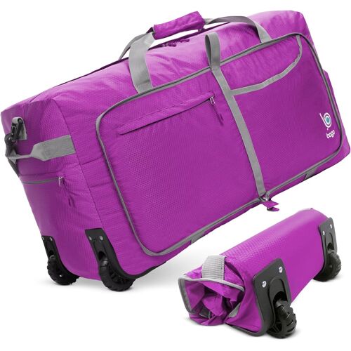 acdsgd-Sac de sport à roulettes ¿ 68.6 cm, 76.2 cm, 78.7 cm, 80 L, 100 L, 120 L, sac de voyage pliable, imperméable, sac de sport léger et robuste pour les voyages, violet, 100L