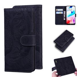 Xiaomi Redmi 8 Coque, Saturcase Embossage De Tigre Pu Cuir Magnétique Flip Portefeuille Support Porte-Carte Protecteur Housse Étui Pour Xiaomi Redmi 8 (Noir)