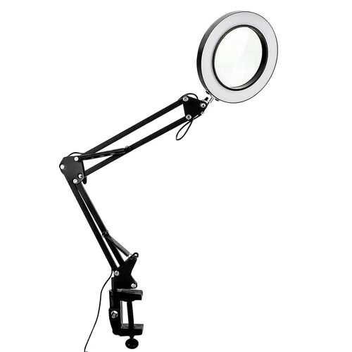 10x Loupe Avec Lumière Et 3 Modes De Couleur 10 Luminosité Réglable Lampe De Bureau Grossissante Pour
