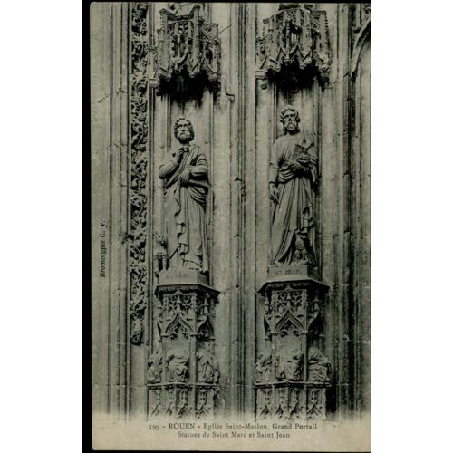 Carte Postale De Rouen (Seine Maritime) Eglise Saint-Maclou - Grand Portail - Statues De Saint-Marc Et Saint-Jean (Réf.599)