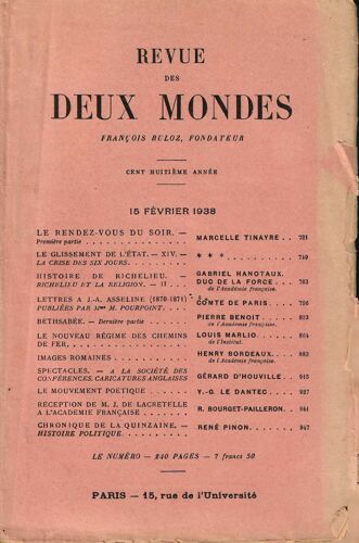 Revue Des Deux Mondes N°04 - 15 Février 1938
