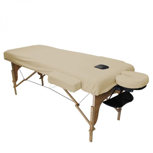 Vivezen - Drap Housse De Protection 4 Pièces En Éponge Pour Table De Massage De 10 À 13 Cm D'épaisseur - Beige