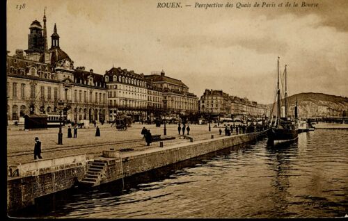 Carte Postale De Rouen (Seine Maritime) Perspective Des Quais De Paris Et De La Bourse (Réf.138)