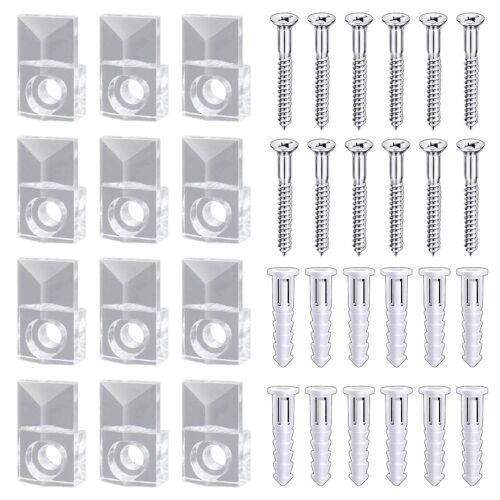 22 ensembles de clips de support de miroir Kit de clips de miroir en plastique Clip de support de miroir Clips de retenue en verre Kit de clips